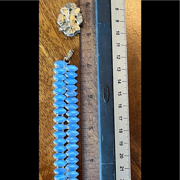 Blue Glass Opaline Demi Parure Bracelet & Earrings 😍 SET … oh, the COLOR 🤩 - Picture 3 of 17